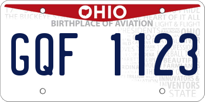 OH license plate GQF1123