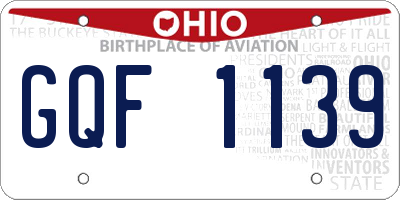OH license plate GQF1139