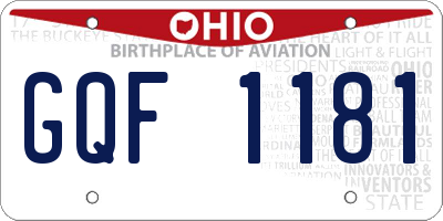 OH license plate GQF1181