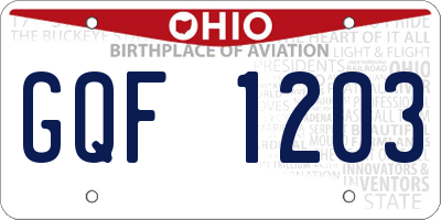 OH license plate GQF1203