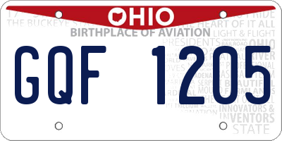 OH license plate GQF1205