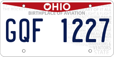 OH license plate GQF1227