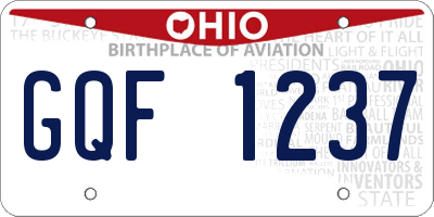 OH license plate GQF1237