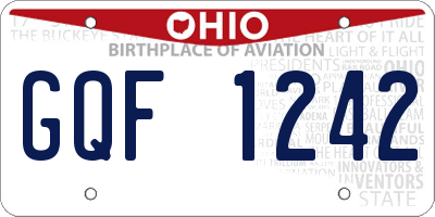OH license plate GQF1242