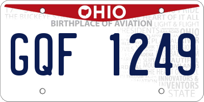 OH license plate GQF1249