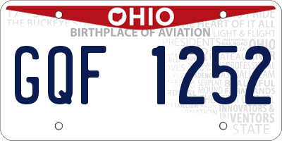 OH license plate GQF1252