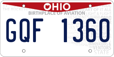 OH license plate GQF1360