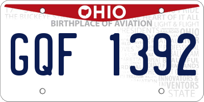 OH license plate GQF1392