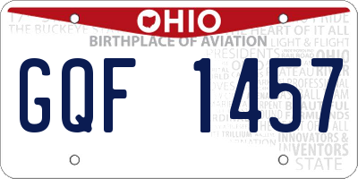 OH license plate GQF1457