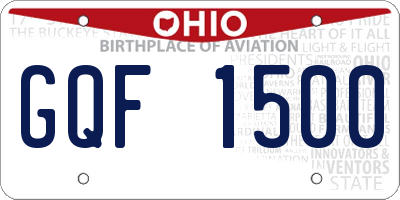 OH license plate GQF1500