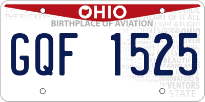 OH license plate GQF1525
