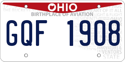 OH license plate GQF1908