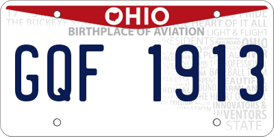 OH license plate GQF1913
