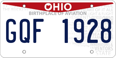 OH license plate GQF1928