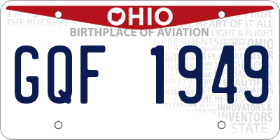 OH license plate GQF1949