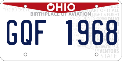 OH license plate GQF1968