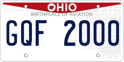 OH license plate GQF2000