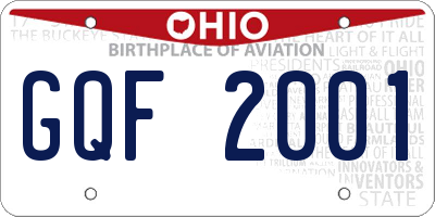 OH license plate GQF2001