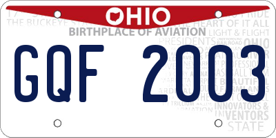 OH license plate GQF2003
