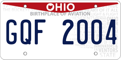 OH license plate GQF2004