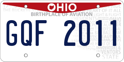 OH license plate GQF2011
