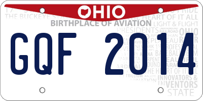 OH license plate GQF2014