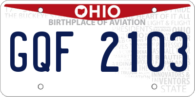 OH license plate GQF2103