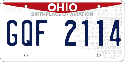 OH license plate GQF2114