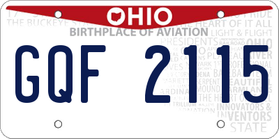 OH license plate GQF2115