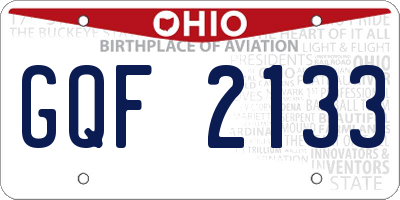 OH license plate GQF2133