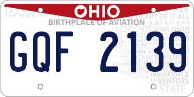 OH license plate GQF2139
