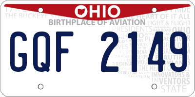OH license plate GQF2149