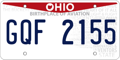 OH license plate GQF2155