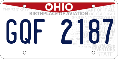 OH license plate GQF2187