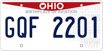 OH license plate GQF2201
