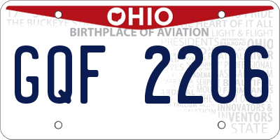 OH license plate GQF2206