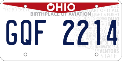 OH license plate GQF2214