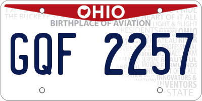 OH license plate GQF2257