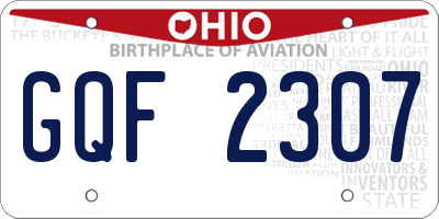 OH license plate GQF2307