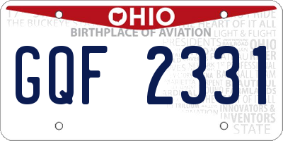 OH license plate GQF2331