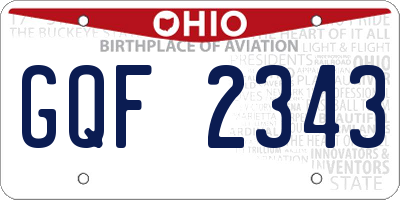 OH license plate GQF2343
