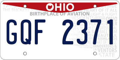 OH license plate GQF2371