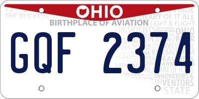 OH license plate GQF2374
