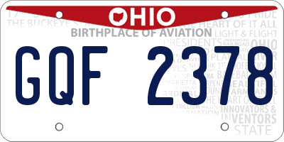 OH license plate GQF2378