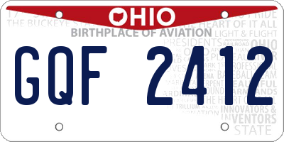 OH license plate GQF2412