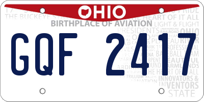 OH license plate GQF2417