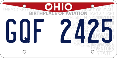 OH license plate GQF2425
