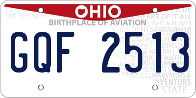OH license plate GQF2513