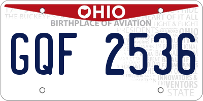 OH license plate GQF2536