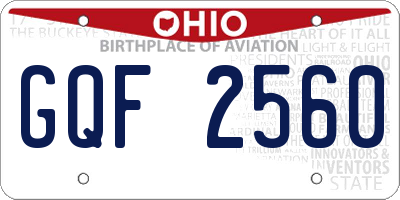 OH license plate GQF2560